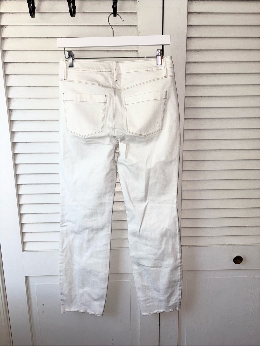 Spartina 449 Ellington Slim Jean Pearl White Size 4 Raw Hem Ankle Stretch Denim - Picture 3 of 5
